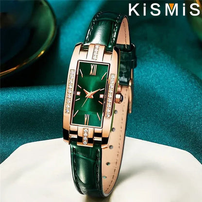 KISMIS 1PC/2Pcs Luxury Fashion Ladies Watch Diamond Inlaid Charm Unlimited Women's Watch Retro Fashion Quartz Watches Gift 3 Colors Available