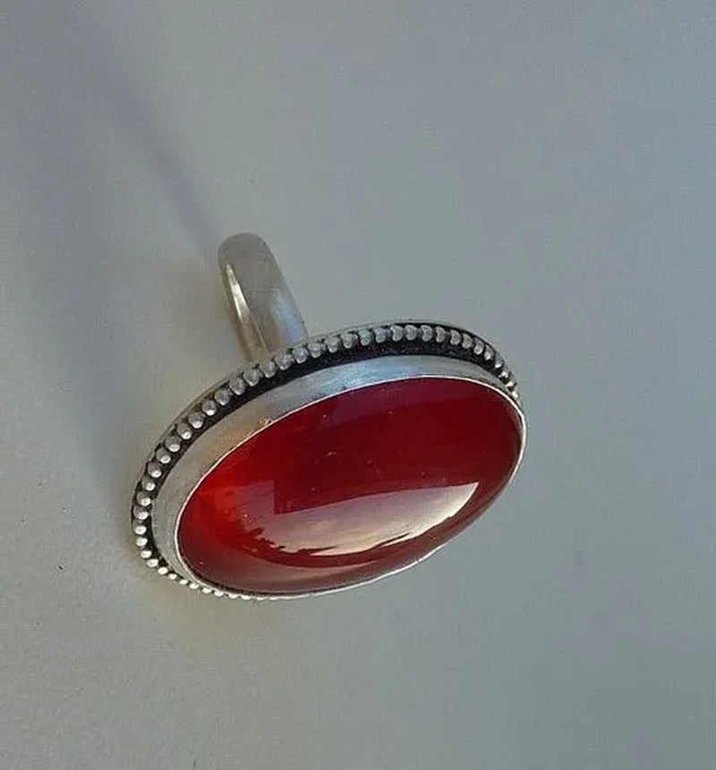 Sparking Red Onyx Ring 925 Sterling Silver and Natural Gemstone for Women Engagement Wedding Luxury Fine Jewelry Size 4-12