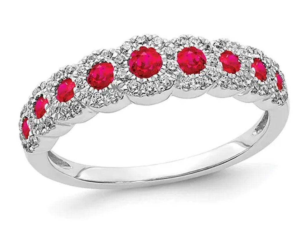 1/2 Carat (Ctw) Ruby Ring in 14K White Gold with Diamonds