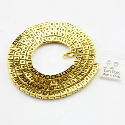 1 Row 24" 30" Gold/Silver Iced Out Bling Necklace Men's Hip Hop Chain
