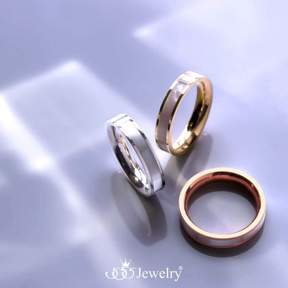 4Mm Mother of Pearl Abalone Shell Inlay Band Ring for Women & Girls