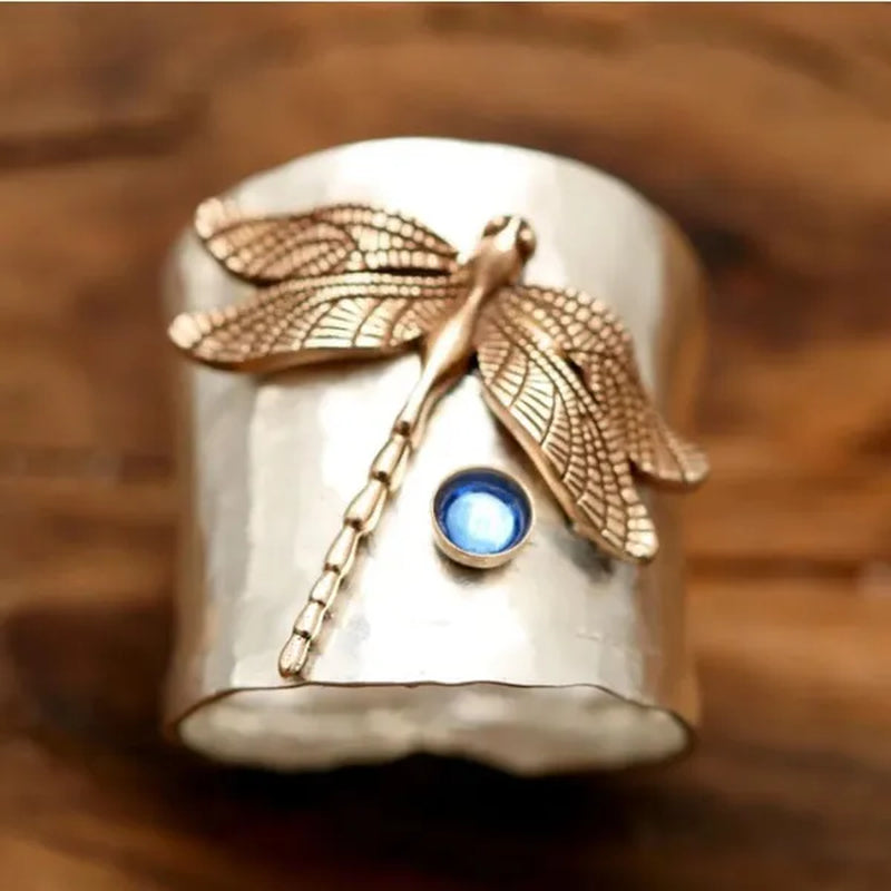 Unique Steam Punk Jewelry with A Victorian Style Twist  Ring  Dragonfly Ring September Birthstone Sapphire Anniversary Gift (Size:5-12)