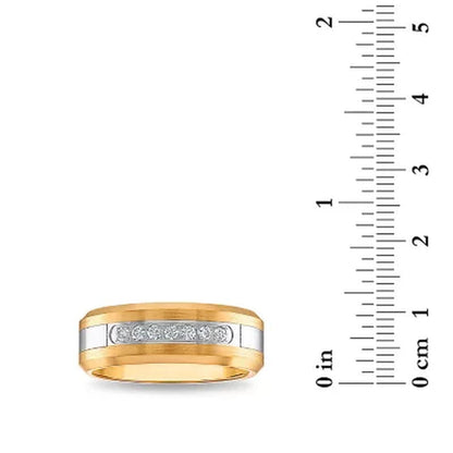 Men'S Yellow Tungsten Carbide Diamond Wedding Band 0.20 CT. T.W.