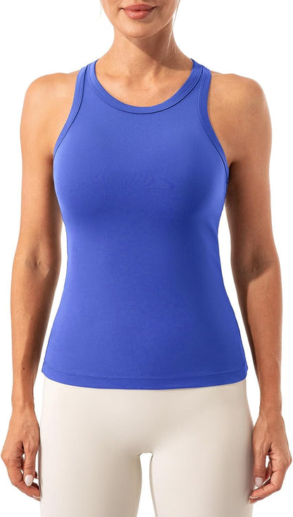 Women'S Racerback Workout Top - Crew Neck Active Running Yoga Tank Tops