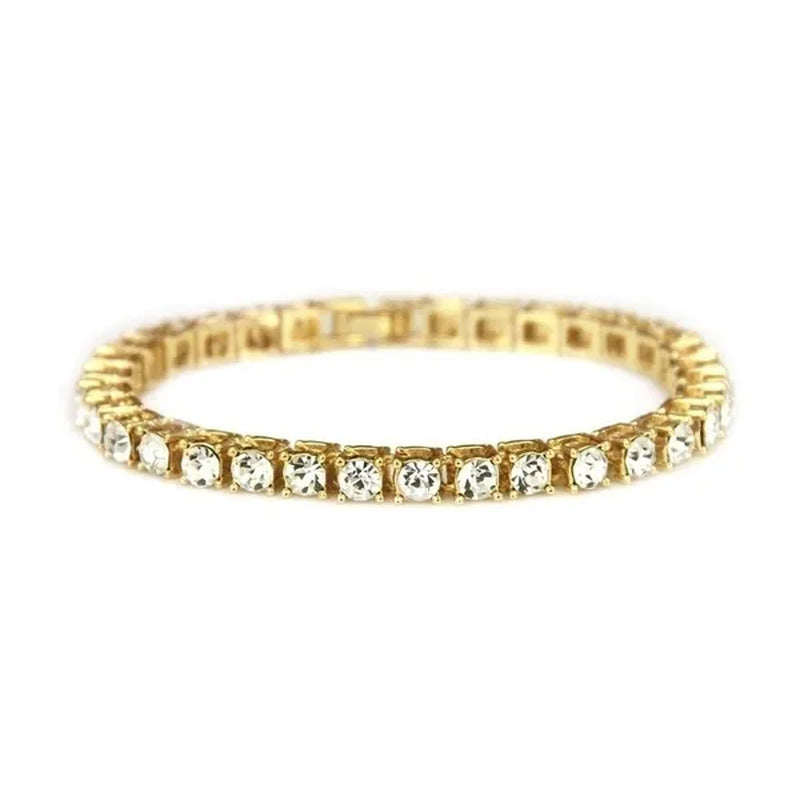 2021 Lastest Hip Hop Mens Iced Out Diamond Crystal Single Row Tennis Bracelet Silver And