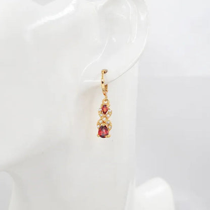 Women Green Cubic Zirconia CZ Teardrop Dangle Earrings Gift For Girl