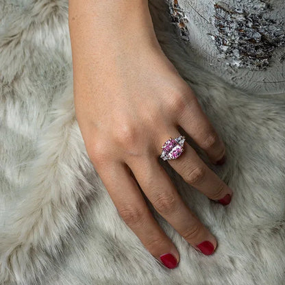 Radiant Cut Classic Sapphire Diamond White Ring Engagement Ring