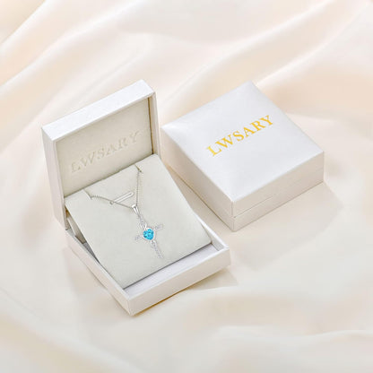 Cross Infinity Necklace 925 Sterling Silver Heart Birthstone Pendant Jewelry Christian Gift for Women Her