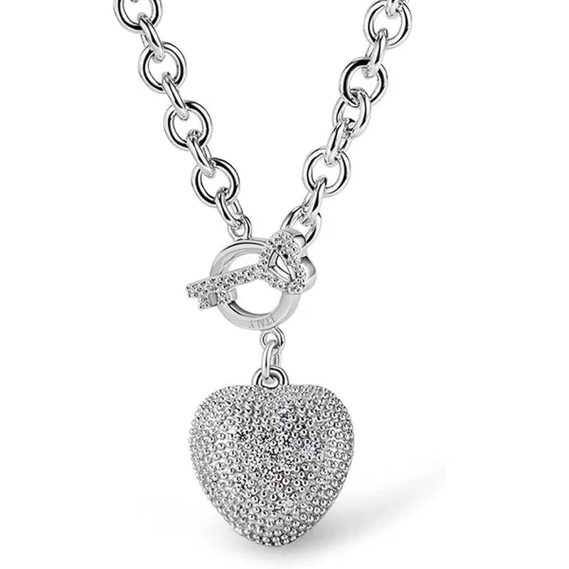FASHION Women's 925 Sterling Silver Necklace Noble Heart Pendant Necklace/Bracelet Solid Silver Rolo Chain Birthday Party Jewelry
