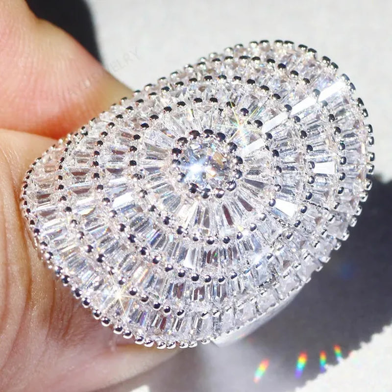 Luxury Cubic zirconia Statement Huge Multilayer Ring Wedding Bride Engagement Band Charm Women Ring JewelryWedding Bride Engagement Band Charm Ring