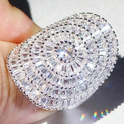 Luxury Cubic zirconia Statement Huge Multilayer Ring Wedding Bride Engagement Band Charm Women Ring JewelryWedding Bride Engagement Band Charm Ring