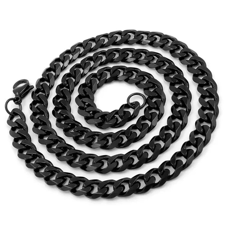 9mm Mens Boys New Fashion Silver/Gold/Black Stainless Steel Curb Chain Necklace Jewelry Wholesale 20-40" (51-102 cm)