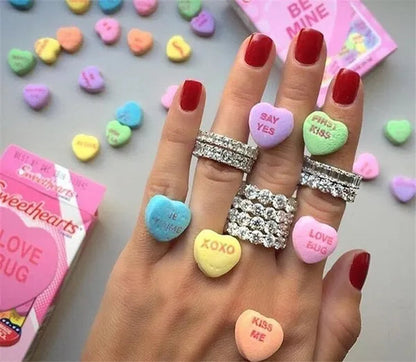For Beauties! 1PC  Pave Setting Square Heart Oval T-Shape Simulated Diamond CZ Eternity Band Engagement Wedding Stone Rings