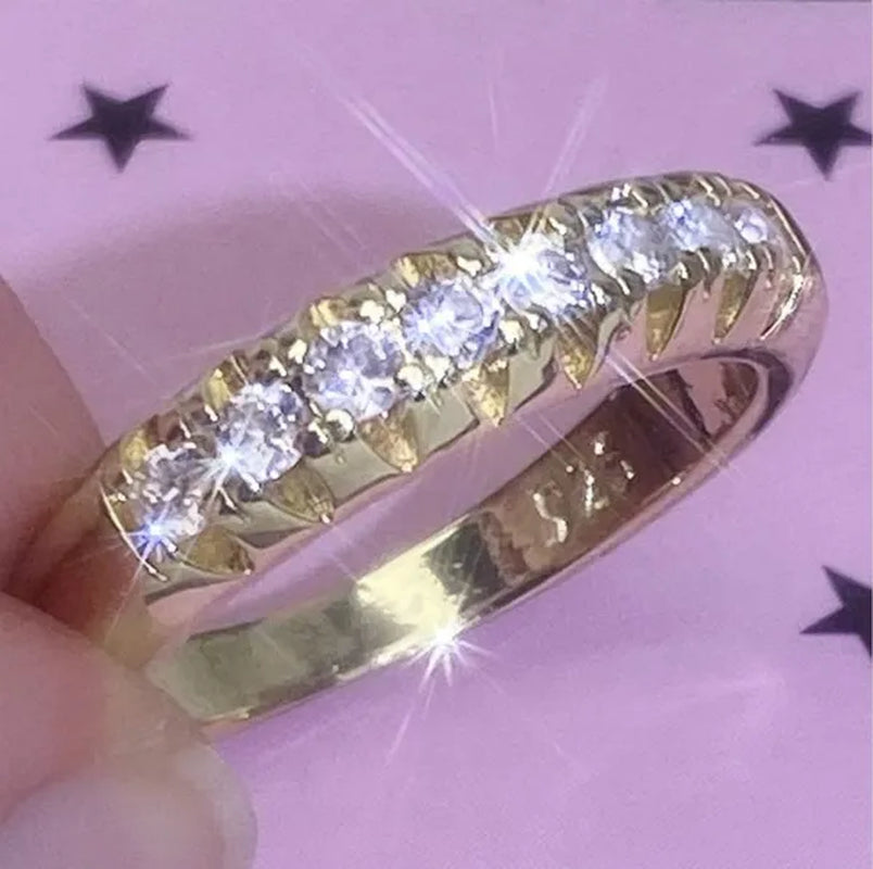 Luxury Silver /18K Gold Ring 925 Sterling Silver Womens Ring White Sapphire Wedding Band Engagement Diamond Ring Fine Jewelry Christmas Gift Size:6 7 8 9 10