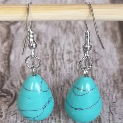 1 Pair 13X20MM Amethyst Clear Quartz Lapis Lazuli Turquoise Rose Quartz Opal Obsidian Jasper Drop Cone Bead Hook Dangle Diy Earrings