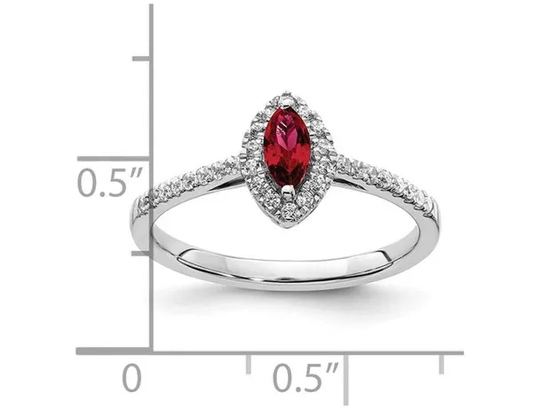 1/3 Carat (Ctw) Lab-Created Ruby Ring in 14K White Gold with Lab-Grown Diamonds