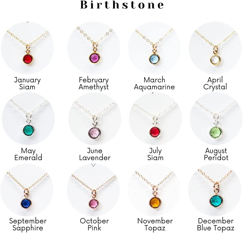 18K Gold Plated Dainty Birthstone Pendant Necklace Personalized Minimalist Simulated Diamond Cubic Zirconia Birthstone Charm Everyday Necklaces for Women