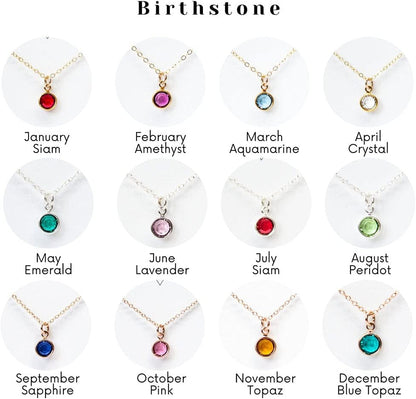 18K Gold Plated Dainty Birthstone Pendant Necklace Personalized Minimalist Simulated Diamond Cubic Zirconia Birthstone Charm Everyday Necklaces for Women