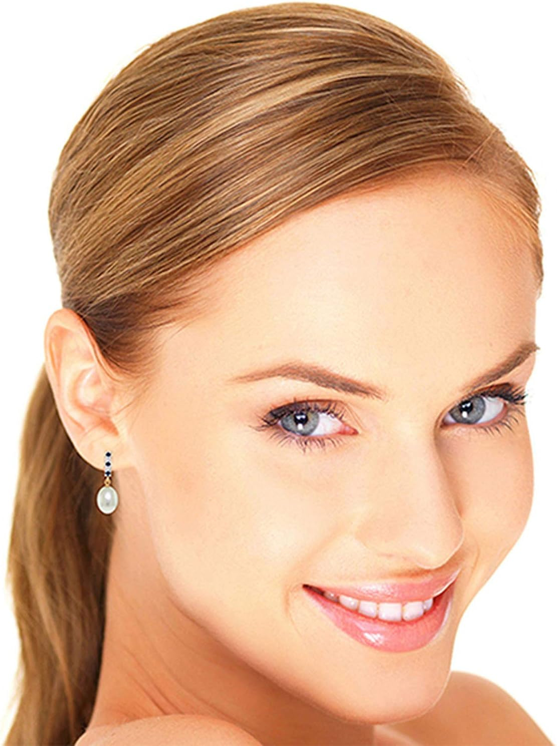 8.3 Carat 14K Solid Rose Gold Diamond Sapphire Earrings Dangling Briolette Pearl