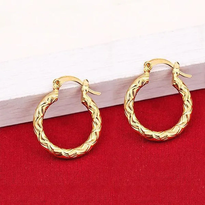 Vintage Geometric Hoop Earrings Gold Plated Earrings for Women round Earrings Personality Spiral Stud Earrings Bride Wedding Engagement Anniversary Gift Jewelry