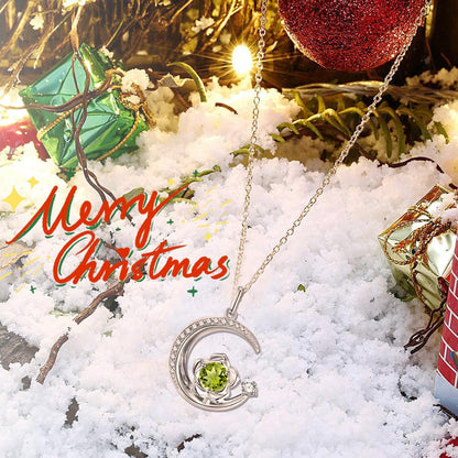 Birthstone Necklace for Women Sterling Silver Moon Pendant Necklaces Anniversary Birthday Fine Jewelry Gifts for Her Women Mother, Adjustable Chain