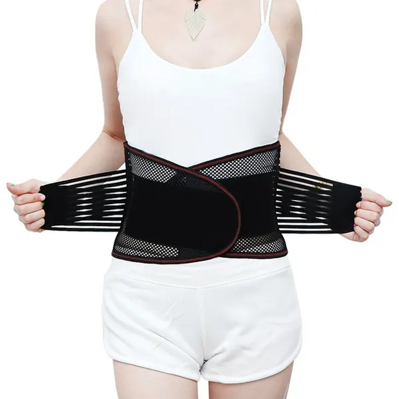 Adjustable Tourmaline Back Support Belt Brace Self-heating Magnetic Therapy Double Pull Waist Support Belt