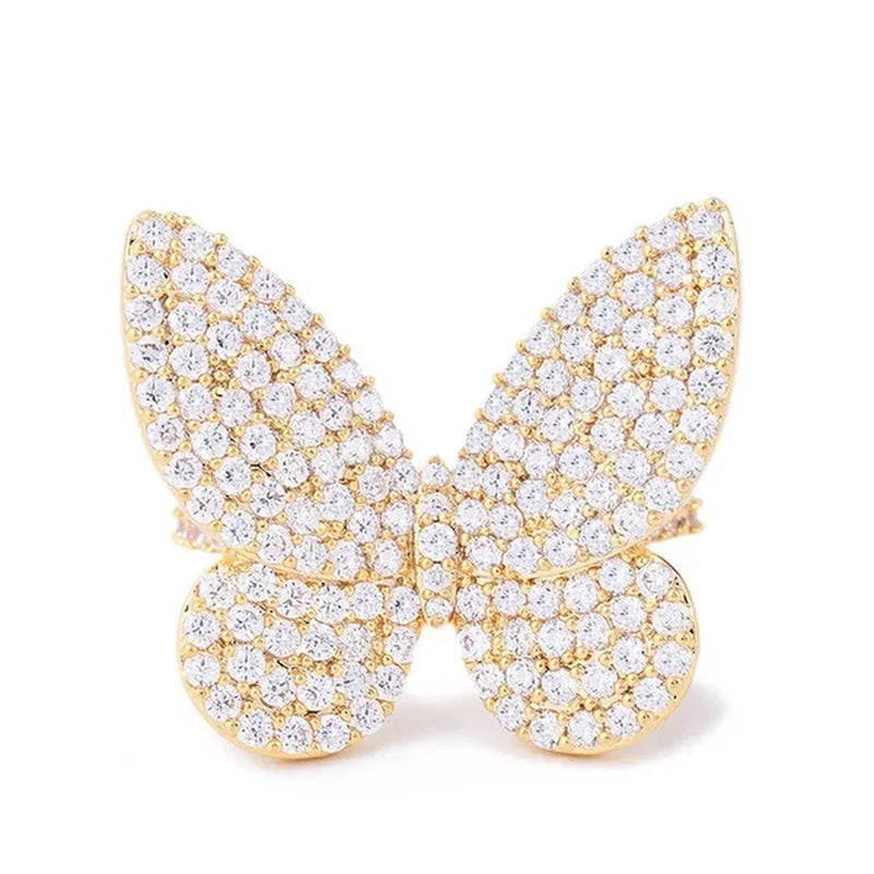 Silver Ring Butterfly Ring Statement Crown Ring Natural Gemstones Ring Wedding Bride Engagement Band Charm Party Ring Jewelry