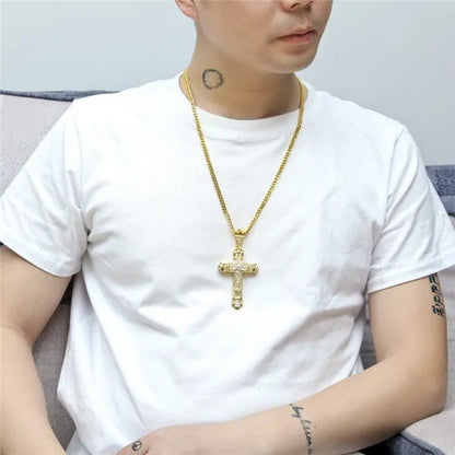 Men's Fashion accessories 925 Silver / Gold DIAMOND Cross Pendant Necklace Chain Cross Necklace