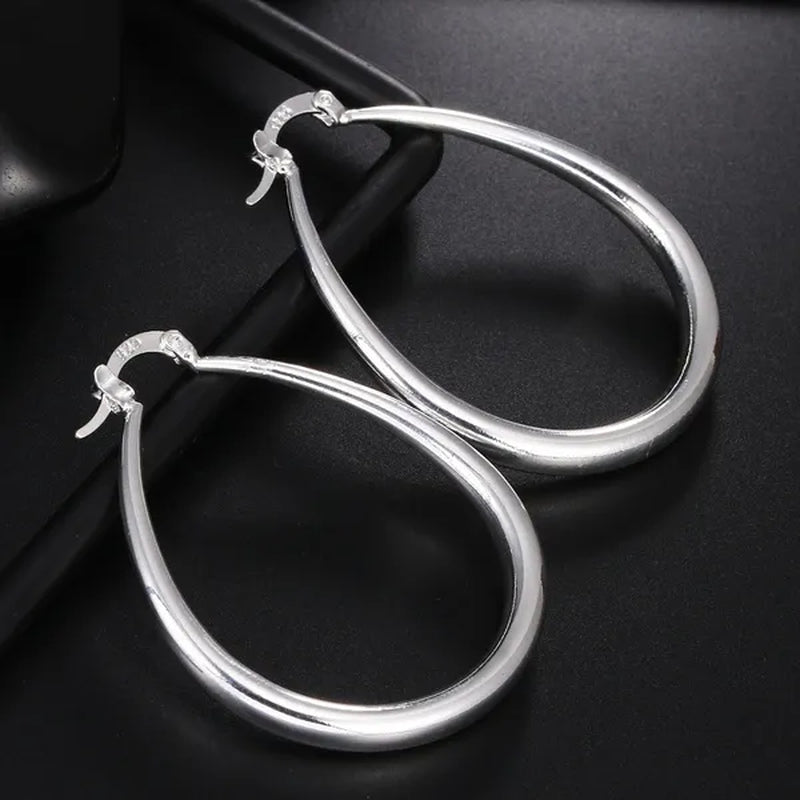 Simple Smooth Gold Plated Exaggerate Hoop Earrings Wedding Engagement Anniversary Jewelry Gift for Women