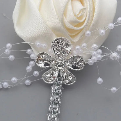 6Piece/Pack Custom Made Flower Lapel Pin Mens Wedding Boutonniere Handmade Wedding Brooch Buttonhole Grooms Boutonnieres XH0677Y