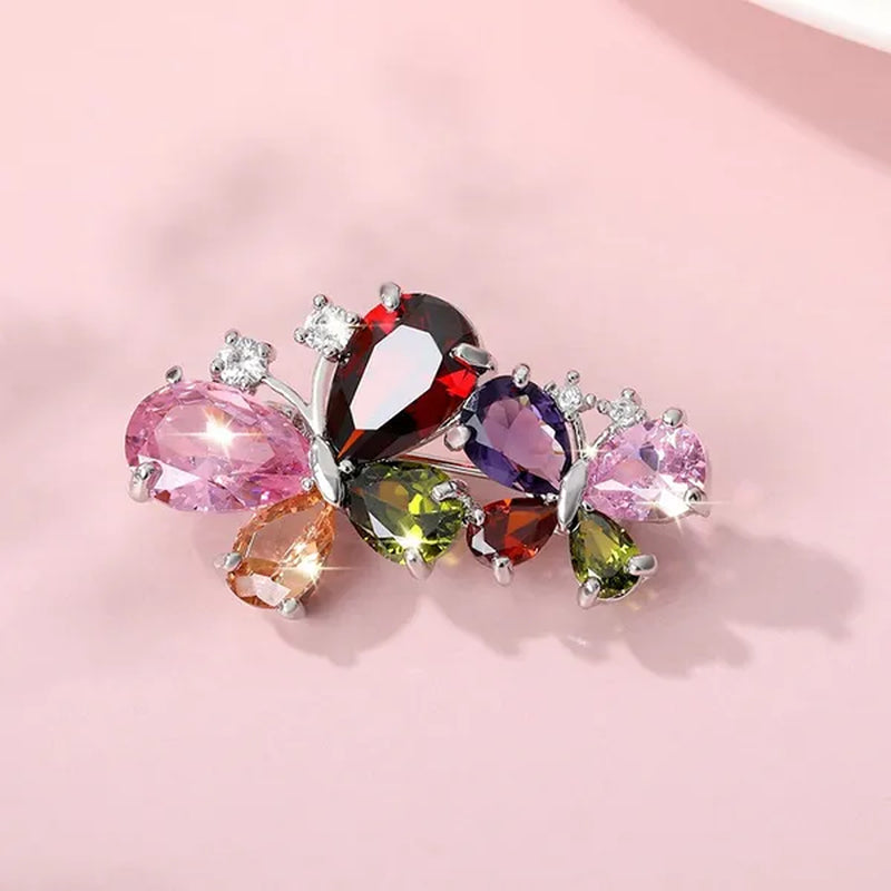 7 colors New Rhinestone Brooches for Women Butterfly Brooch Wedding Fashion Jewelry Gift Women Cute Zinc Crystal Butterfly Enamel Pin Accessories Arrow