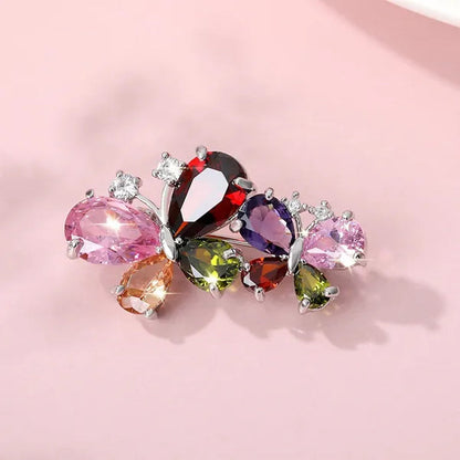 7 colors New Rhinestone Brooches for Women Butterfly Brooch Wedding Fashion Jewelry Gift Women Cute Zinc Crystal Butterfly Enamel Pin Accessories Arrow