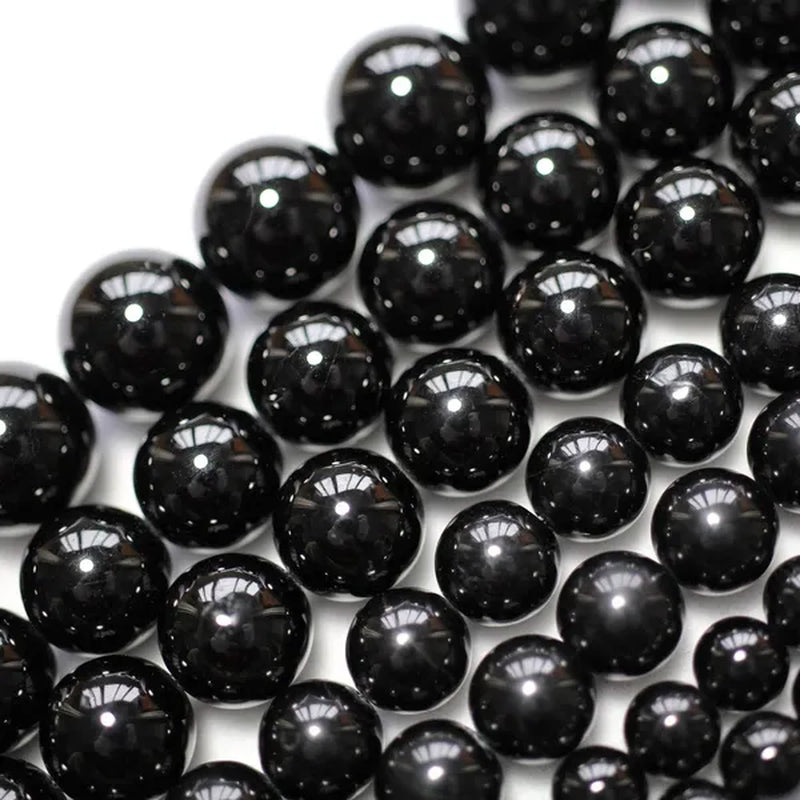 Natural Genuine Black Tourmaline Gemstone Round Loose Beads Fit Women Jewelry Necklace Bracelets 4/6/8/10/12mm Pick Size
