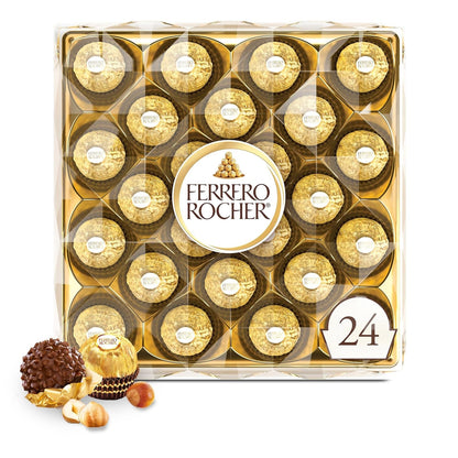 , 24 Count, Gourmet Milk Chocolate Hazelnut, Chocolate Gift Box, Individually Wrapped, 10.6 Oz