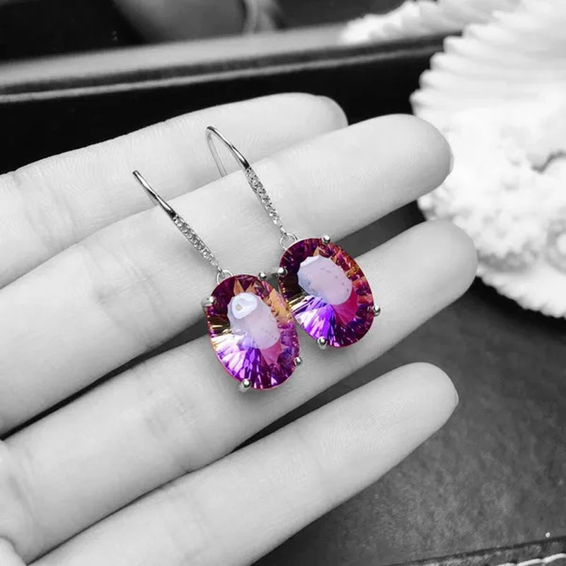2022 Fashion Trend New  Earrings Colorful Gemstone Amethyst Plating 18k Earrings For Women Charm Jewelry Christmas Party Gift
