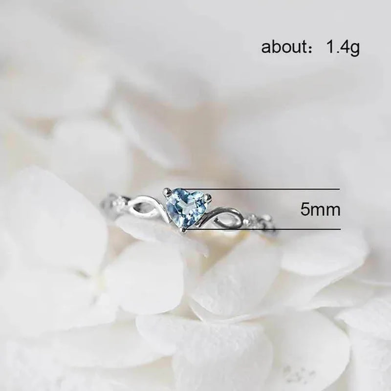 (6 Colors) Simple and Exquisite Women'S Gold -Plated Sky Blue Heart-Shaped Sapphire Diamond Fashion Ring Engagement Wedding Gift Birthday Party High Jewelry (Size 5-11)