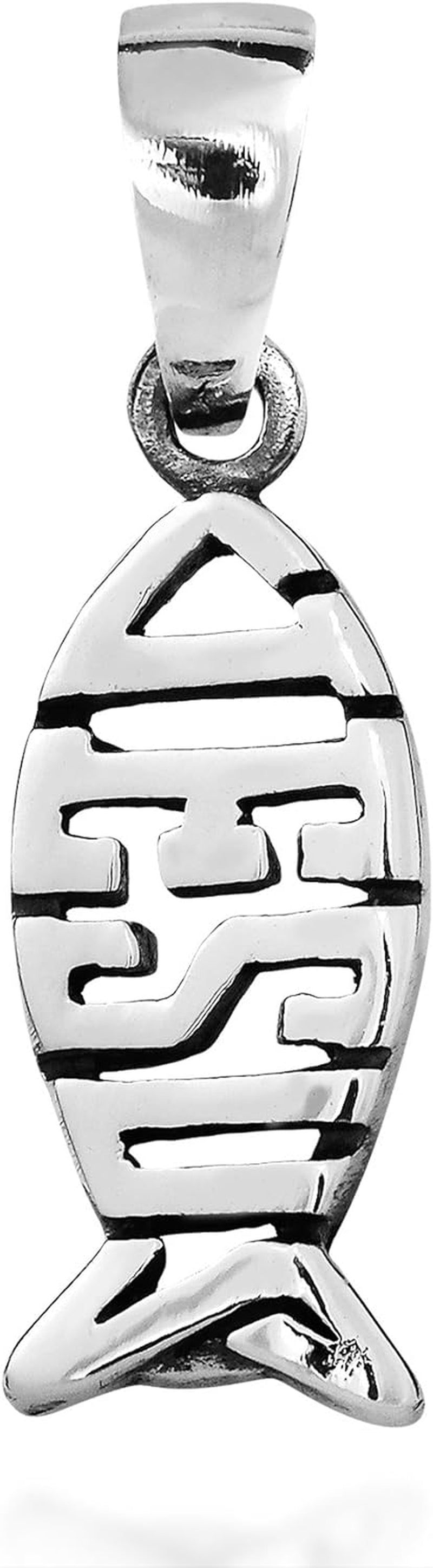 Jesus Fish Ichthys Christian Symbol .925 Silver Pendant or Charm