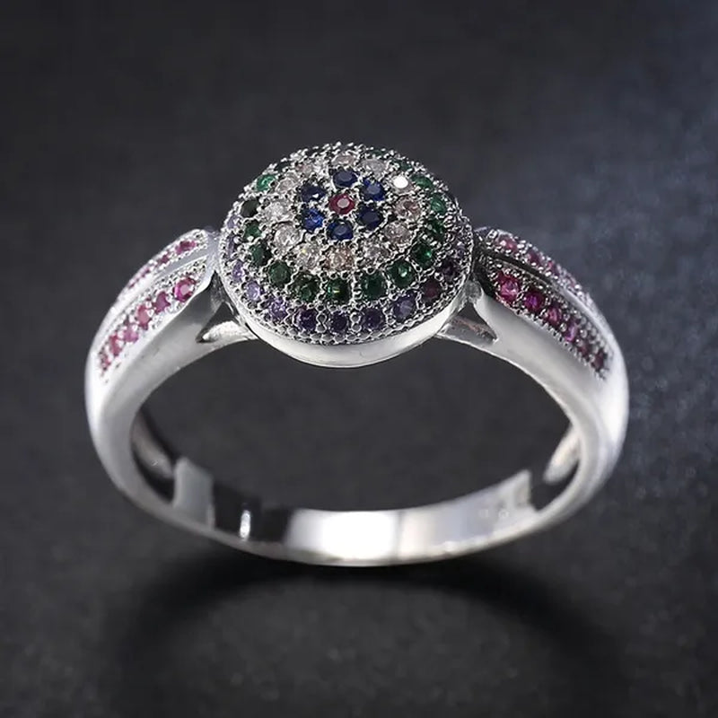 Fashion Woman Jewelry 925 Sterling Silver Gemstone Emerald  Ruby Sapphire Purple Wedding Ring Size 6 7 8 9 10