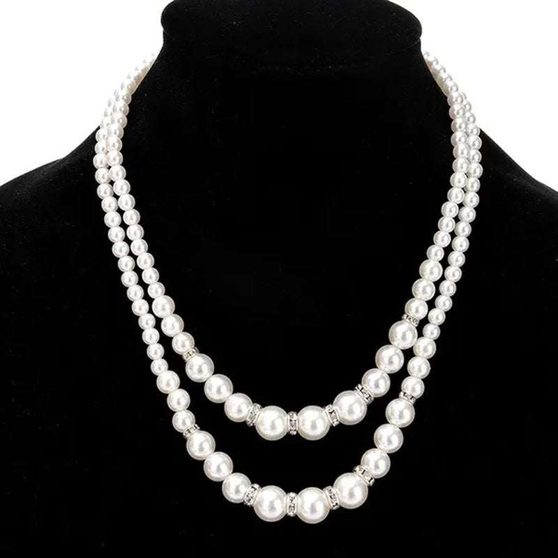 Fashion Double Layer Ladies Pearl Necklace Sister Companion Surprise Gift Ladies Necklace Pendant Temperament Diamond Jewelry Accessories Birthday Luxury Anniversary Gift