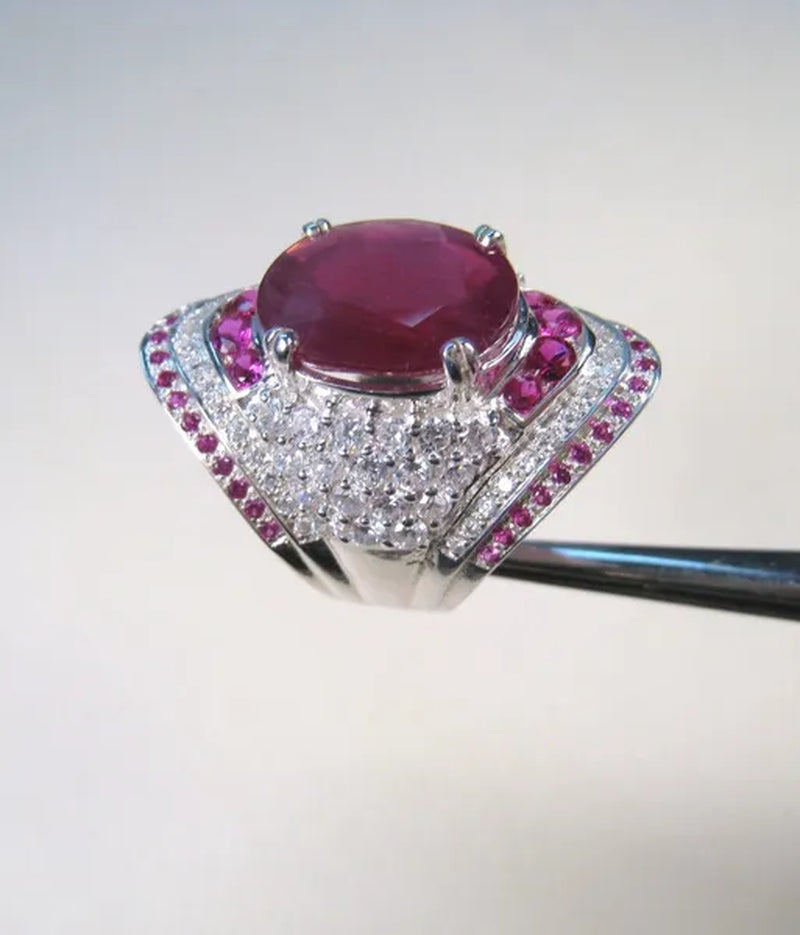 Natural Ruby Gemstone 925 Sterling Silver Wedding Engagement Ring Women'S Jewelry Gifts