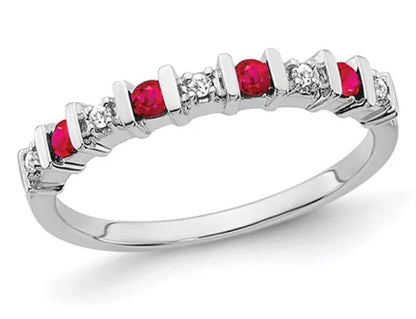 1/5 Carat (Ctw) Natural Ruby Ring in 14K White Gold with Diamonds