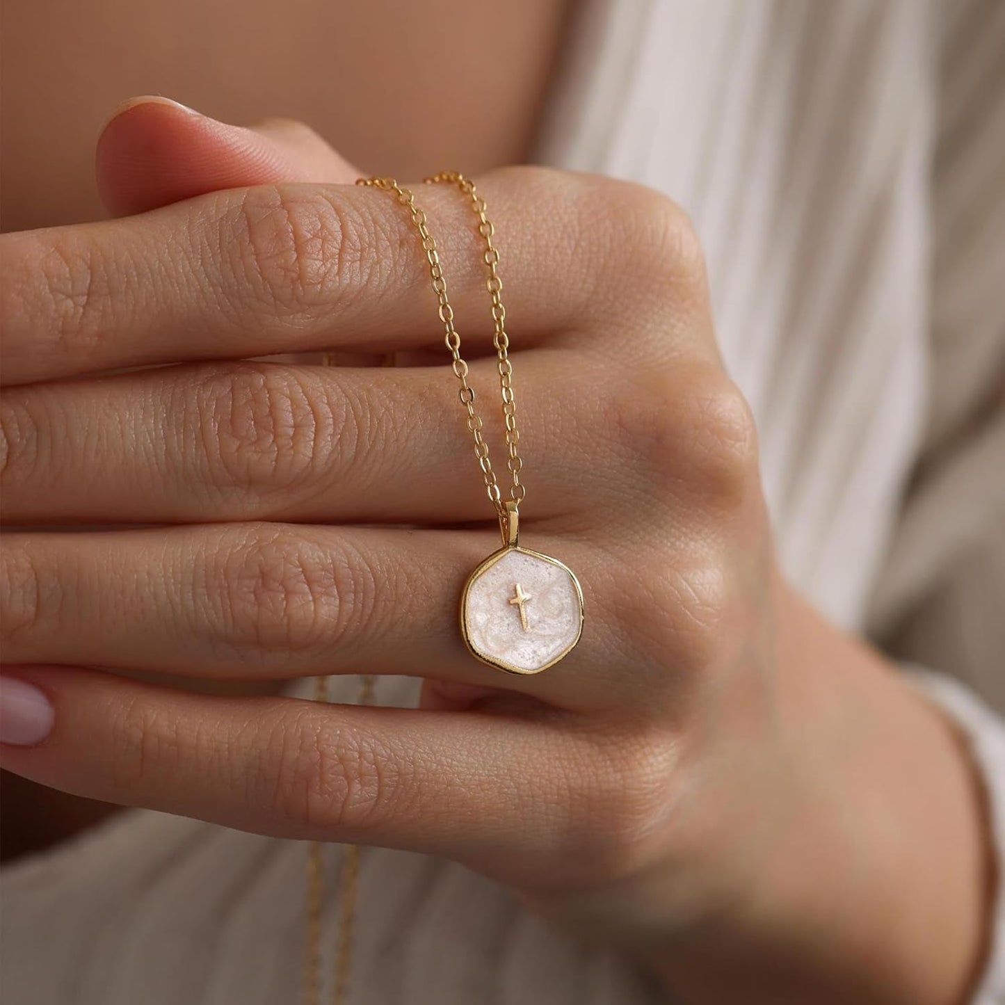 Cross Necklace for Women-Dainty Simple 14K Gold Plated Cross Pendant Cute Necklaces for Women Jewelry