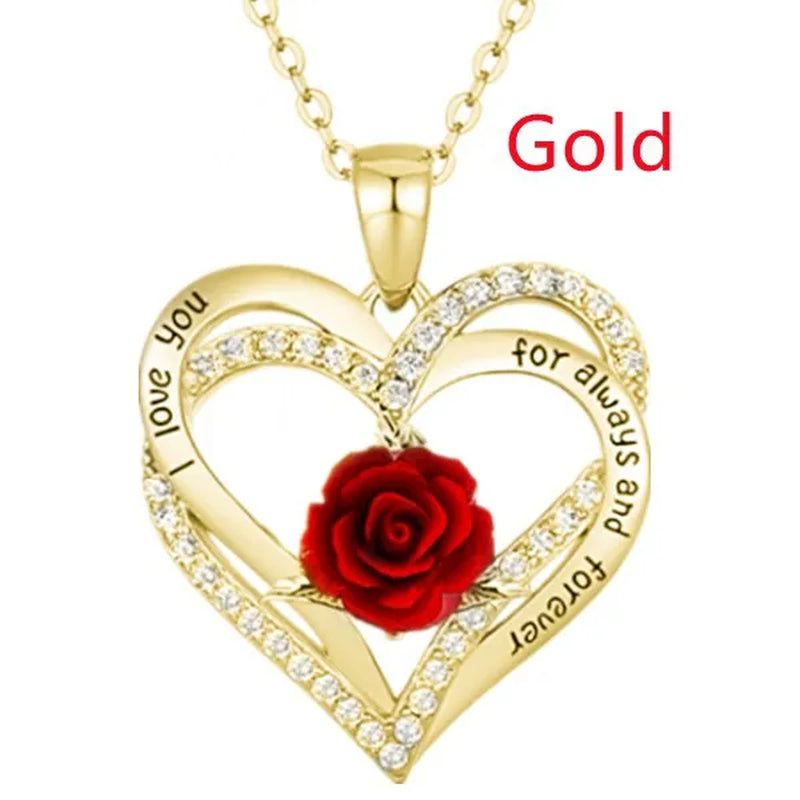 Elegant Fashion Creative Love Rose Necklace Crystal Diamond Rose Pendant Symbolizing Love Women's Necklace Wedding Engagement Wedding Necklace Jewelry Birthday Party Anniversary Gift