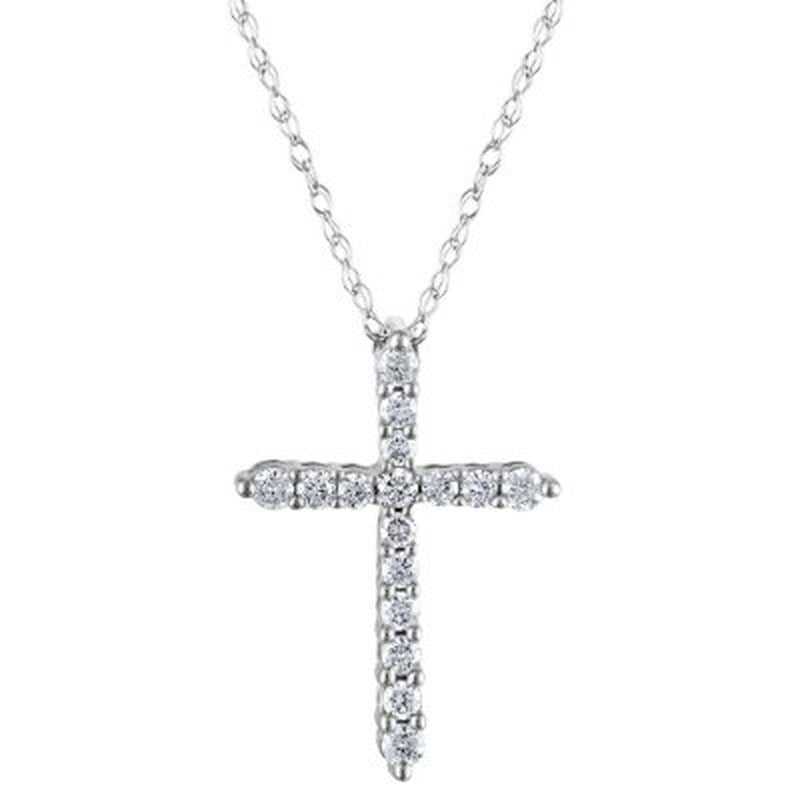 0.20 CT. T.W. Diamond Cross Pendant in 14K Gold H-I, I1