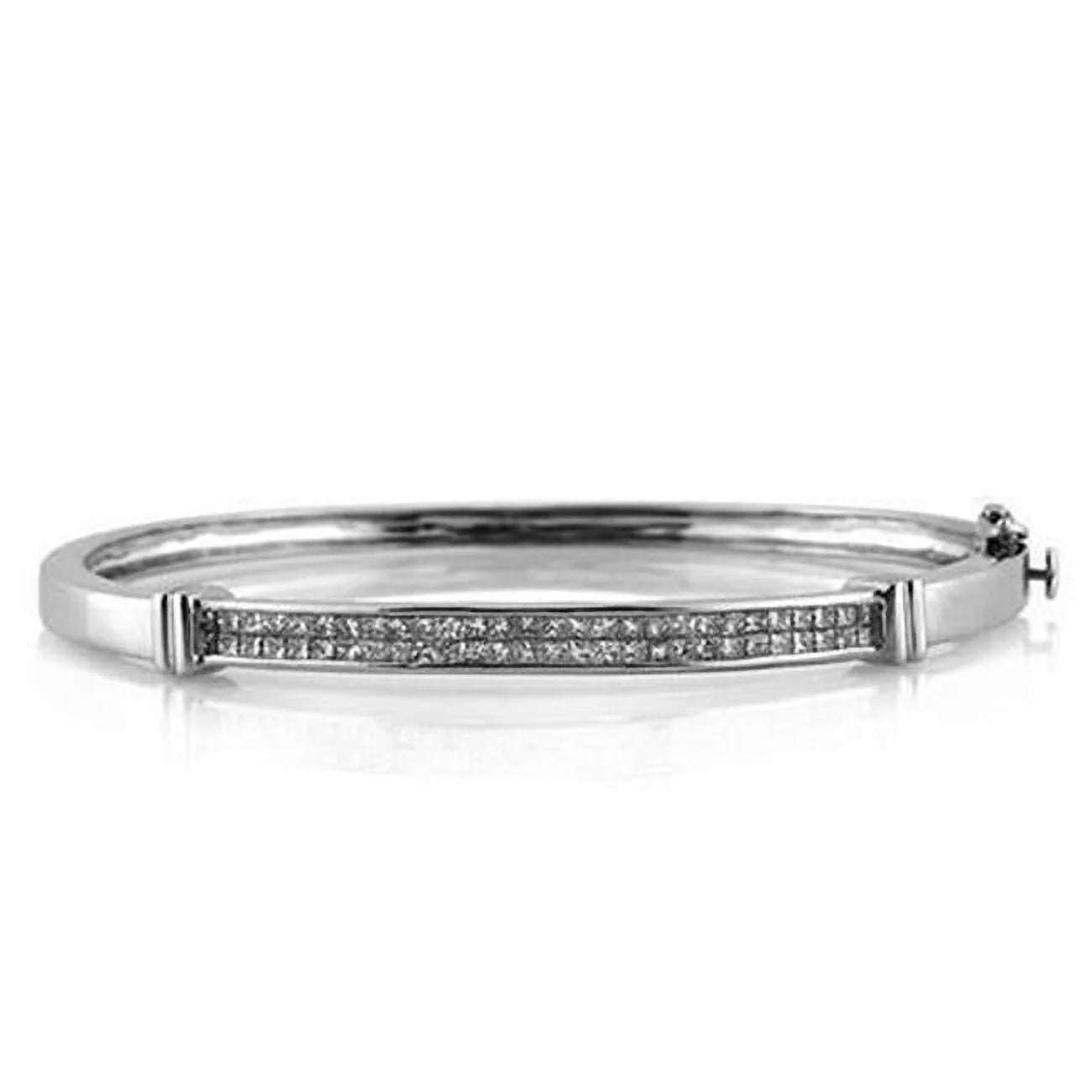 Enterprises 23471 3 CT Womens 14K White Gold Princess Cut Diamond Bangle