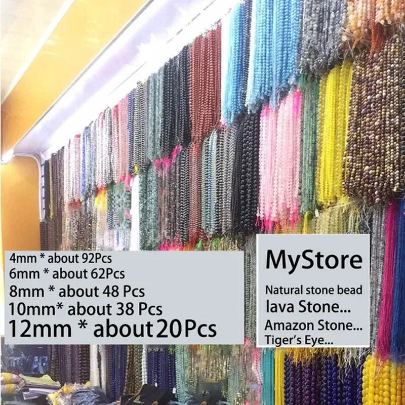 1Strand/Lot 4/6/8/10/12 Mm Natural Stone Beads Loose Spacer Bead for Jewelry Making Findings DIY Bracelet Necklace