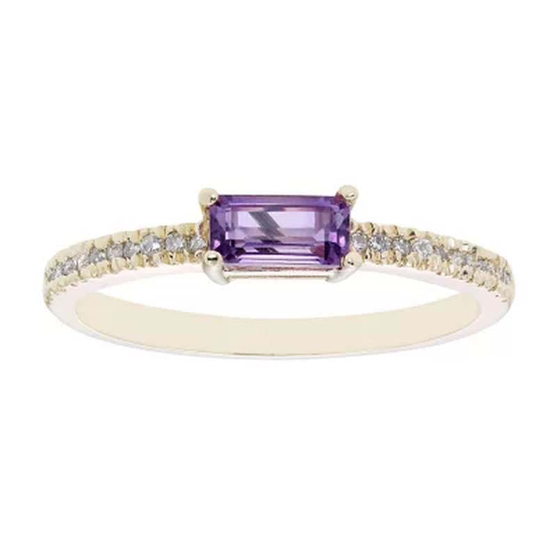 Amethyst and 0.10 CT. T.W. Diamond Ring in 14K Gold