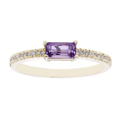 Amethyst and 0.10 CT. T.W. Diamond Ring in 14K Gold