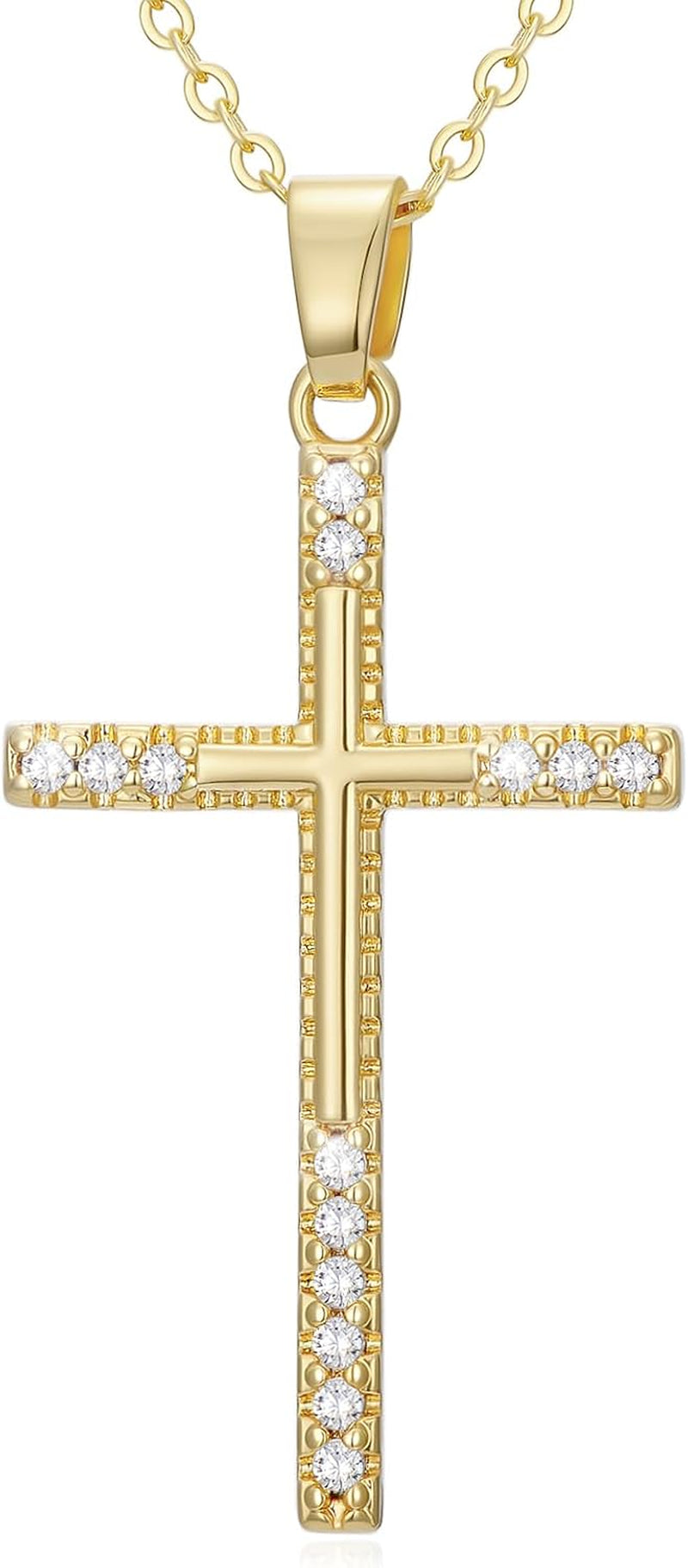 14K Gold Cross Necklace for Women Elegent Gold Cross Pendant Necklace Religious Jewelry Gift