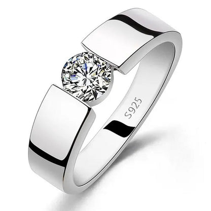Luxury Fashion Man'S and Woman'S Diamond Wedding Ring Silver Ring Titanium Steel Ring Engagement Bijoux Jewelry